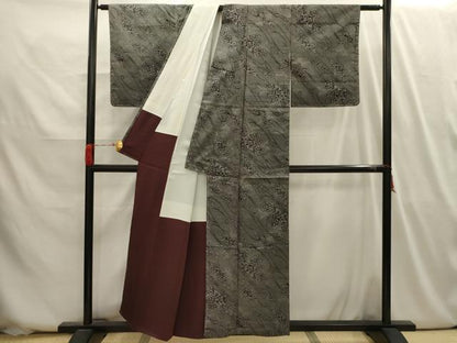 平和屋着物■上質な紬　流水花文　正絹　逸品　AABI3972sx