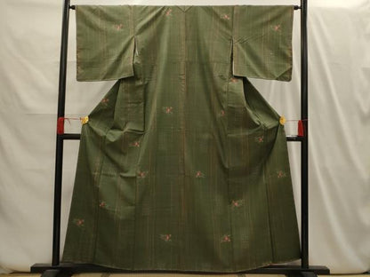 平和屋着物■上質な紬　枝花文　正絹　逸品　AABI3973sx
