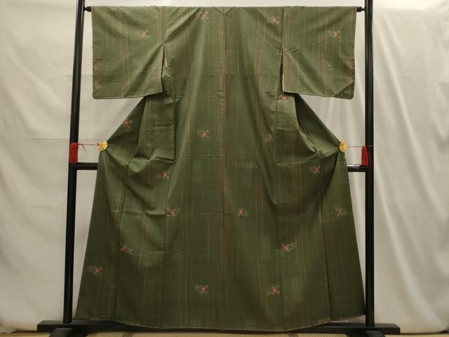 平和屋着物■上質な紬　枝花文　正絹　逸品　AABI3973sx