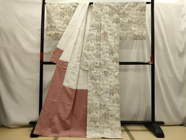 平和屋着物■上質な紬　風景文　ロング丈　正絹　逸品　AABI3974sx