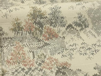 平和屋着物■上質な紬　風景文　ロング丈　正絹　逸品　AABI3974sx