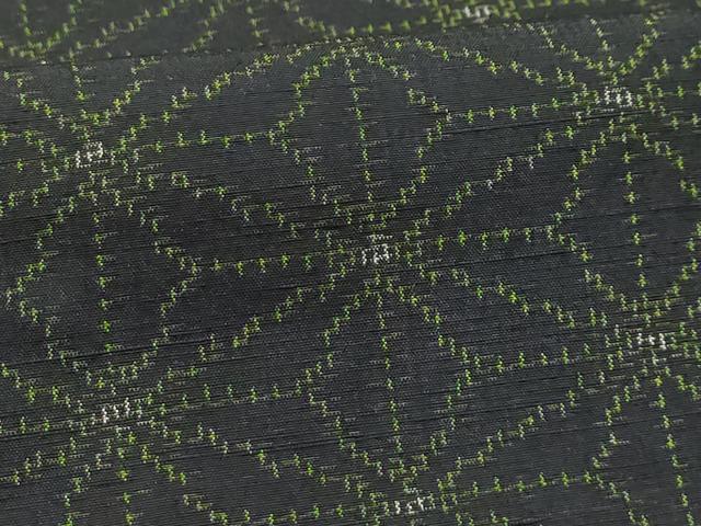 平和屋着物■上質な紬　麻の葉文様　黒地　正絹　逸品　AABI3975sx