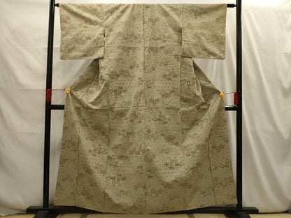 平和屋着物■上質な紬　松竹梅風景文　正絹　逸品　AABI3976sx