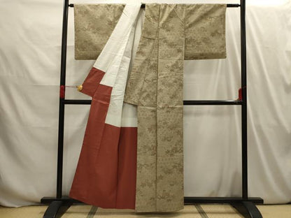 平和屋着物■上質な紬　松竹梅風景文　正絹　逸品　AABI3976sx