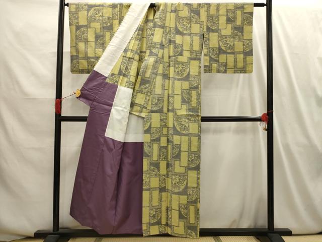 平和屋着物■上質な紬　花丸文　胴抜き仕立て　正絹　逸品　AABI3979sx