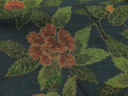 平和屋着物■上質な紬　枝花文　正絹　逸品　AABI3981sx