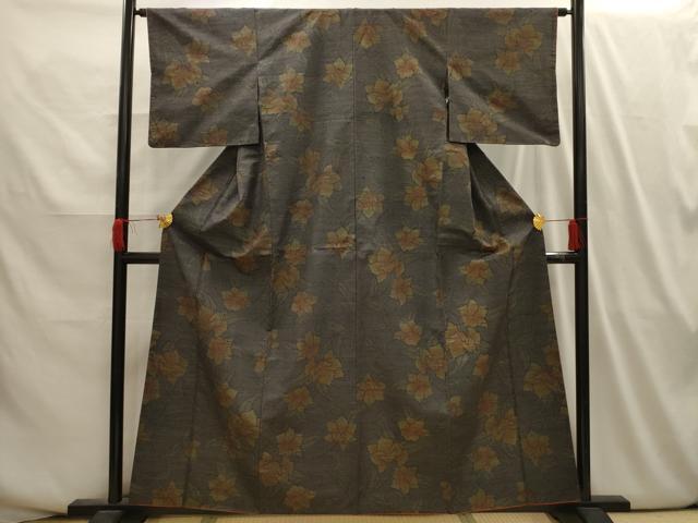 平和屋着物■上質な紬　花唐草文　正絹　逸品　AABI3982sx