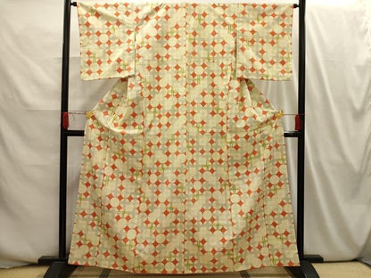 平和屋着物■上質な紬　菱文　正絹　逸品　AABI3983sx