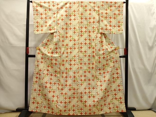 平和屋着物■上質な紬　菱文　正絹　逸品　AABI3983sx
