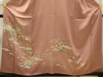 平和屋着物■訪問着　松竹梅風景文　金彩　正絹　逸品　AABI3984sx