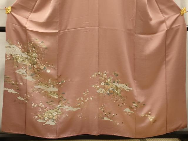 平和屋着物■訪問着　松竹梅風景文　金彩　正絹　逸品　AABI3984sx