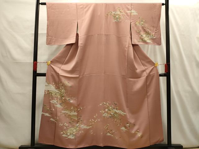 平和屋着物■訪問着　松竹梅風景文　金彩　正絹　逸品　AABI3984sx