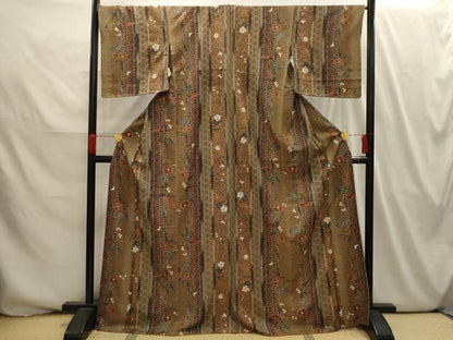 平和屋着物■上質な小紋　花間道　金糸　正絹　逸品　AABI3986sx