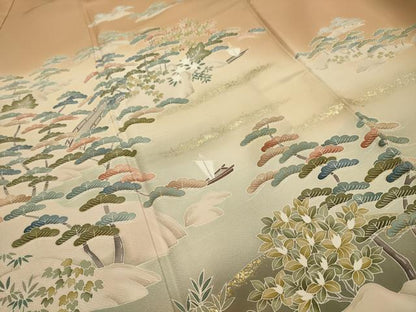 平和屋着物■豪華色留袖 作家物 刺繍 浜松文 暈し染め 金彩 金銀糸 正絹 逸品 AABI3987sx