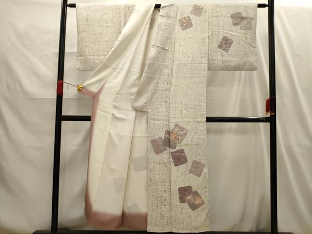 平和屋着物■訪問着 刺繍 色紙重ね花文 銀彩 正絹 逸品 AABI3989sx