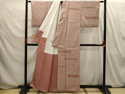 平和屋着物■訪問着 刺し子刺繍 横段花文 正絹 逸品 AABI3994sx