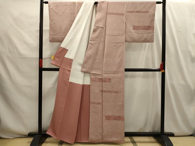 平和屋着物■訪問着 刺し子刺繍 横段花文 正絹 逸品 AABI3994sx