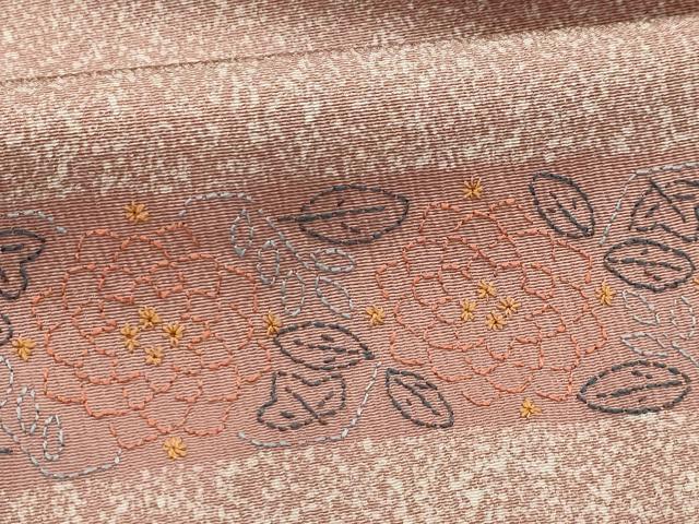 平和屋着物■訪問着 刺し子刺繍 横段花文 正絹 逸品 AABI3994sx
