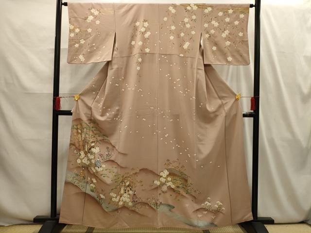 平和屋着物■訪問着 人物風景文 暈し染め 金彩 正絹 逸品 AABI3996sx