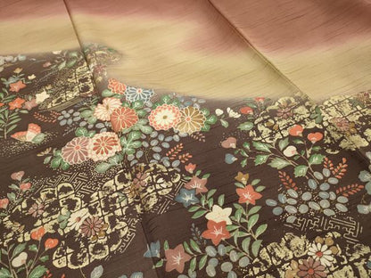 平和屋着物■訪問着　草花文　暈し染め　金彩　正絹　逸品　AABI4003sx