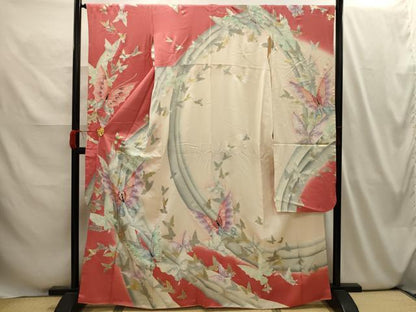 平和屋着物■豪華振袖　舞蝶文　金銀彩　正絹　逸品　AABI4009sx