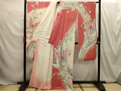 平和屋着物■豪華振袖　舞蝶文　金銀彩　正絹　逸品　AABI4009sx