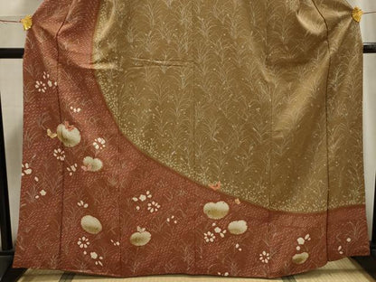 平和屋着物■訪問着　絞り　花蝶文　正絹　逸品　AABI4015sx