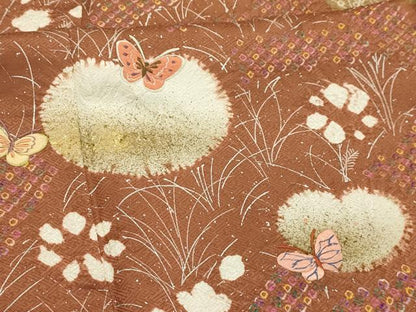 平和屋着物■訪問着　絞り　花蝶文　正絹　逸品　AABI4015sx