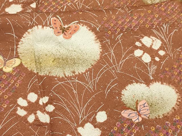 平和屋着物■訪問着　絞り　花蝶文　正絹　逸品　AABI4015sx