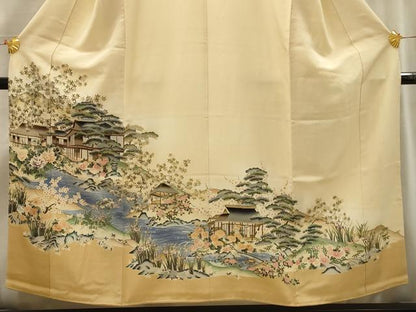 平和屋着物■豪華色留袖　作家物　松竹梅風景文　金彩　正絹　逸品　AABI4016sx