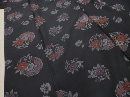 平和屋着物■上質な紬　雪輪花文　正絹　逸品　AABI4017sx