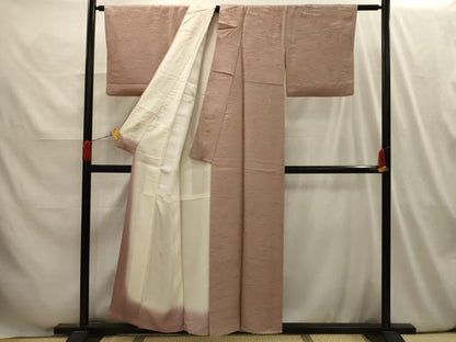 平和屋着物■上質な色無地　雲取り吉祥花地紋　赤白橡色　正絹　逸品　AABI4021sx
