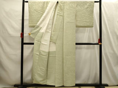 平和屋着物■上質な色無地　稲穂地紋　女郎花色　正絹　逸品　AABI4022sx