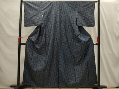 平和屋着物■本場村山大島紬　色紙花文　正絹　逸品　AABI4024sx