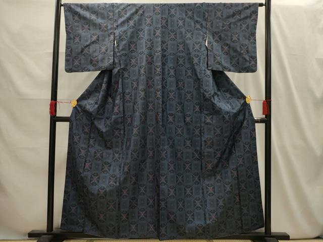 平和屋着物■本場村山大島紬　色紙花文　正絹　逸品　AABI4024sx