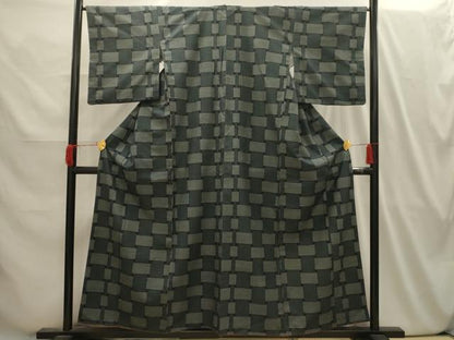 平和屋着物■上質な紬　網代文様　正絹　逸品　AABI4025sx