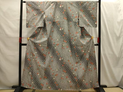 平和屋着物■上質な小紋　籠目花文　正絹　逸品　AABI4028sx