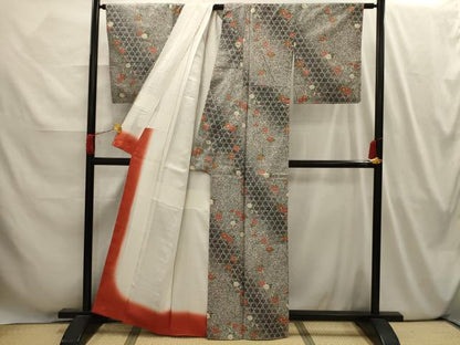 平和屋着物■上質な小紋　籠目花文　正絹　逸品　AABI4028sx