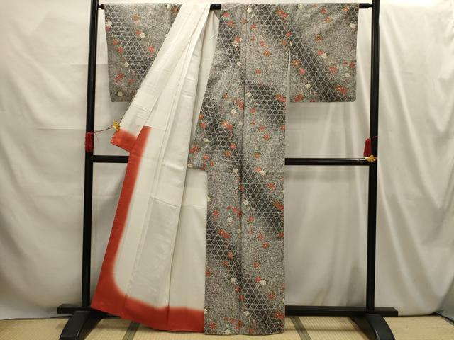 平和屋着物■上質な小紋　籠目花文　正絹　逸品　AABI4028sx