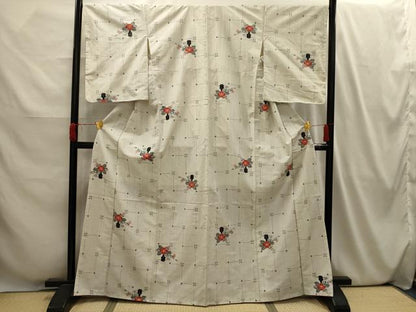 平和屋着物■上質な紬　飾花文　正絹　逸品　AABI4029sx