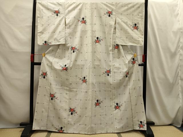 平和屋着物■上質な紬　飾花文　正絹　逸品　AABI4029sx
