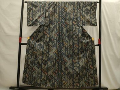 平和屋着物■上質な紬　花菱文　正絹　逸品　AABI4030sx