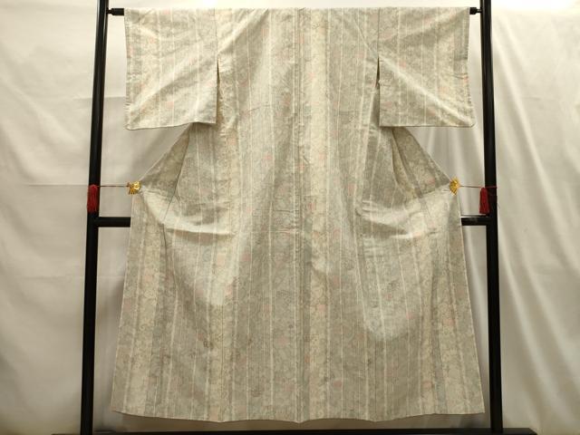 平和屋着物■上質な小紋　紬地　花間道　正絹　逸品　AABI4032sx