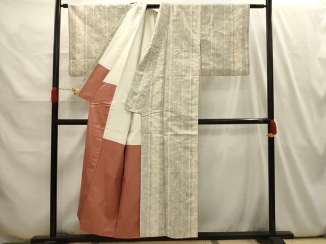 平和屋着物■上質な小紋　紬地　花間道　正絹　逸品　AABI4032sx