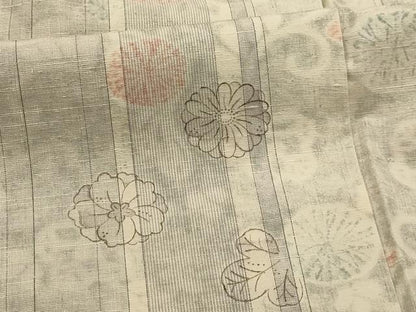 平和屋着物■上質な小紋　紬地　花間道　正絹　逸品　AABI4032sx