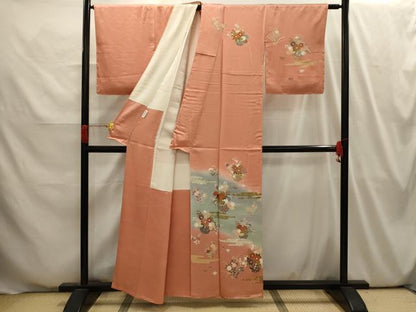 平和屋着物■訪問着　花籠文　暈し染め　金銀彩　正絹　逸品　AABI4035sx
