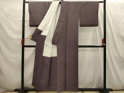 平和屋着物■上質な色無地　　笹竹地紋　鳩羽鼠色　正絹　逸品　AABI4038sx