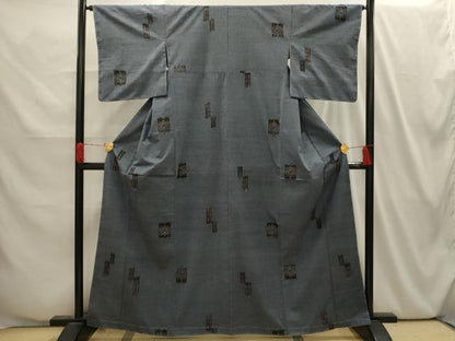 平和屋着物■上質な紬　色紙花文　正絹　逸品　AABI4042sx