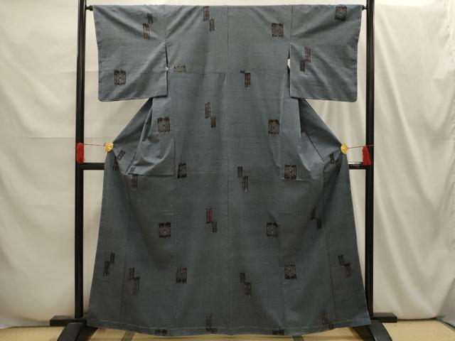 平和屋着物■上質な紬　色紙花文　正絹　逸品　AABI4042sx