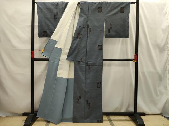 平和屋着物■上質な紬　色紙花文　正絹　逸品　AABI4042sx